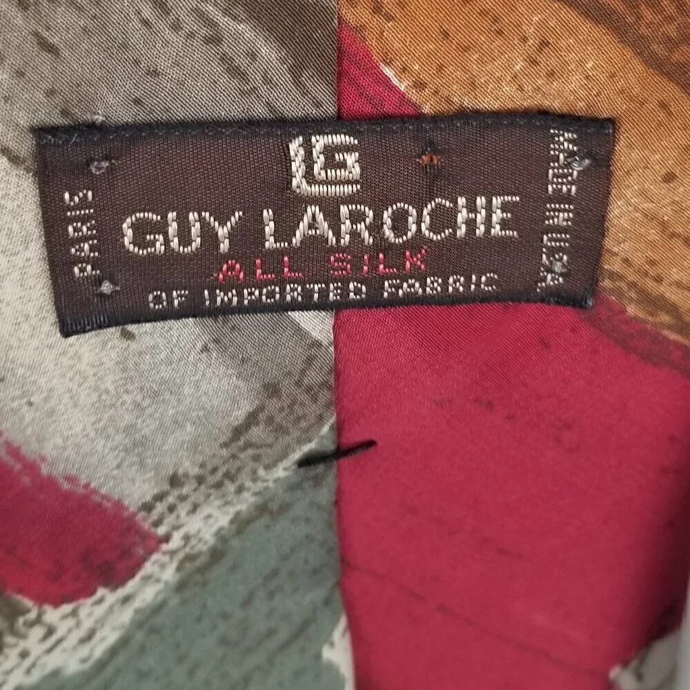 VTG 90s Guy Laroche Silk Tie Paint Splash Print